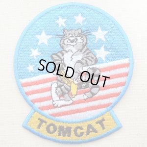 画像1: ミリタリーワッペン トムキャット Tomcat アメリカ海軍(ねこ/星条旗) Lサイズ