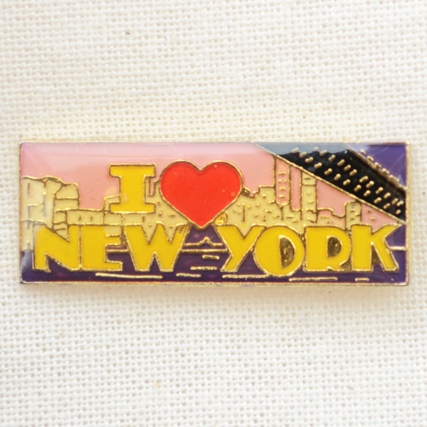 アメリカンピンバッジ アイラブニューヨーク I Love New York ピンク レクタングル ワッペン アップリケ ステッカー バッジ通販 ワッペンストア本店