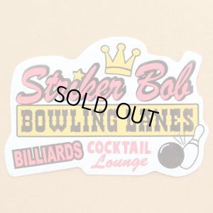 画像1: アドバタイジングステッカー(L) Bowling Lanes ピンク シール アメリカン 防水仕様 (1)