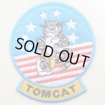 画像: ミリタリーワッペン トムキャット Tomcat アメリカ海軍(ねこ/星条旗) Lサイズ