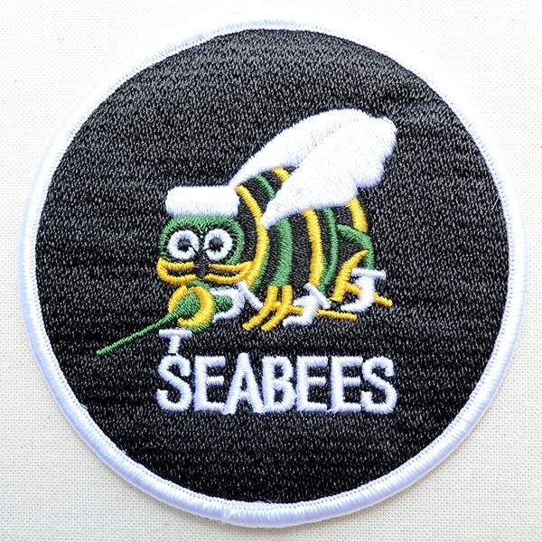 ミリタリーワッペン Seabees シービー アメリカ海軍(蜂/ブラック/ラウンド)