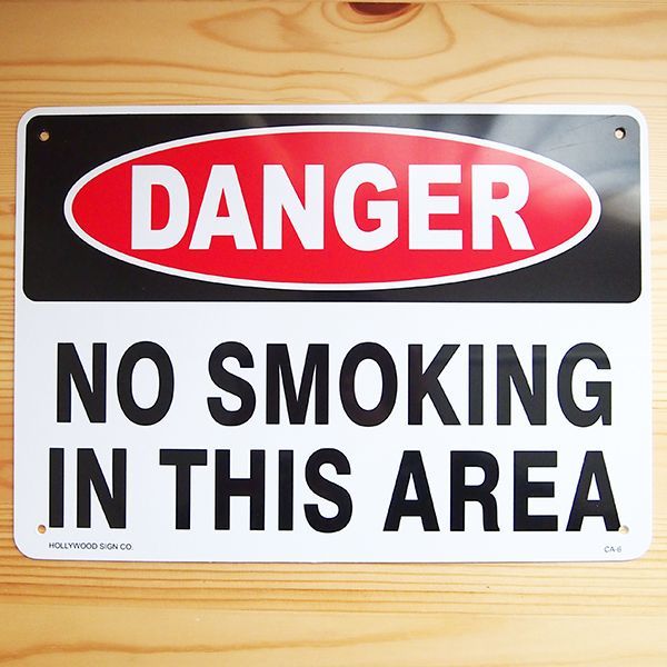 看板/プラサインボード 危険ここは禁煙 Danger No Smoking *メール便不可